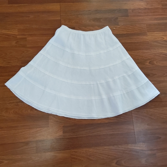 Soft Surroundings Linen A-Line Pull On Tiered Skirt Size PXS White New - Picture 5 of 7